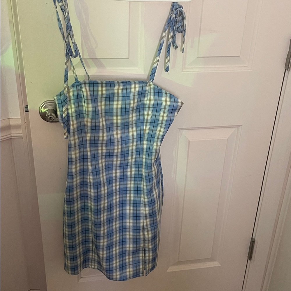 Full Tilt Blue and White Plaid Midi Dress